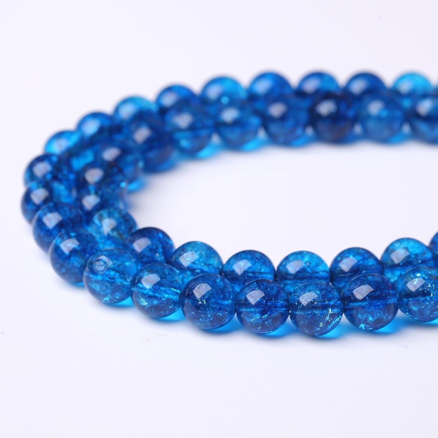 36pcs 10mm Natural Blue Crystal Crackle Quartz Stone Round Loose Beads for Jewelry Making DIY Bracelets Necklaces Energy Healing Stone Beads 15" (10mm, Blue Crackle Quartz)