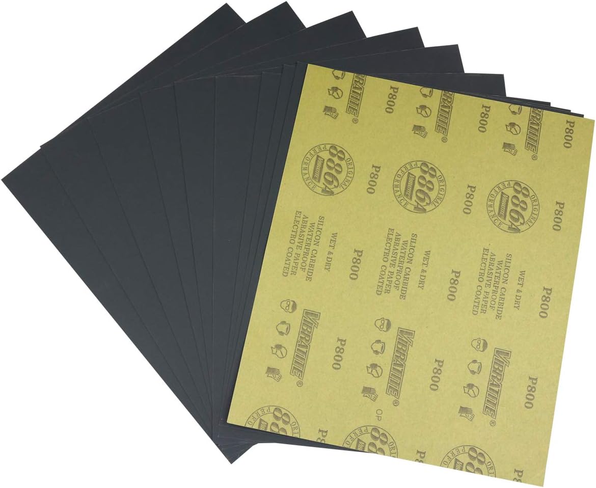 Sandpaper Sheets, 800 Grit Dry Wet Sand Paper, 9 x 11 Inch,Silicon Carbide, for Wood Furniture Finishing,Metal Sanding and Automotive Polishing,10 -Sheet