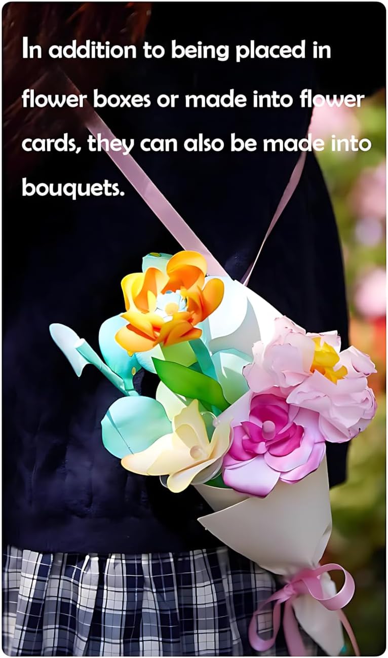 Science Craft Kit: Color Mixing & Dyeing Paper Flower Bouquet for Adults, Teens & Kids 8-12. Handmade Craft for Women's Group Activities & Stem Family Fun, Gift for Birthday Christmas, (Green Florist)