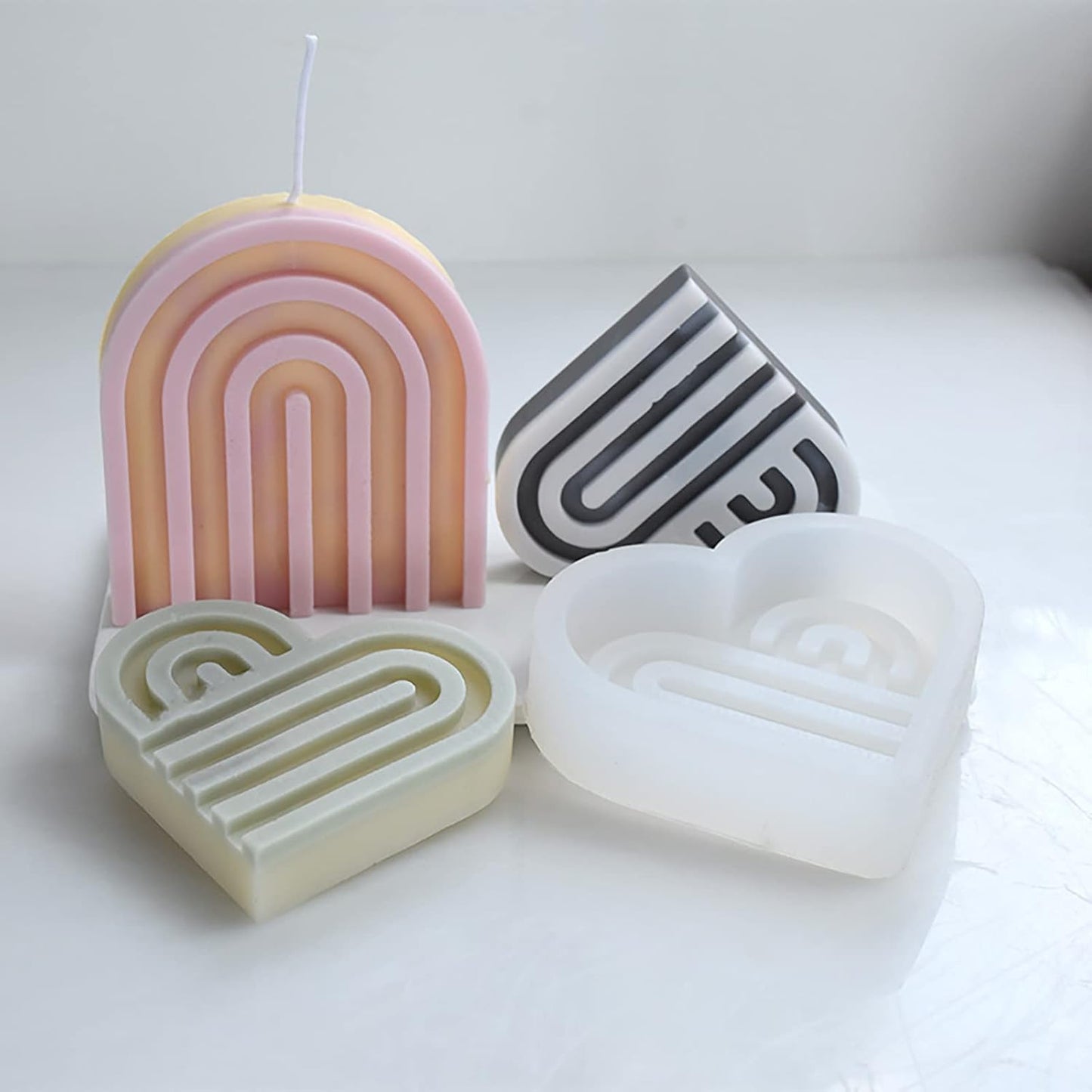 2 Pack Heart Shape Candle Molds - Table Decoration, Resin & Soap Mold, 3D Silicone Mold for Handmade Candles