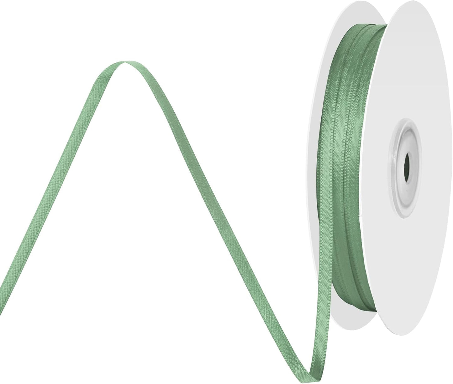1/8 Inch X 100 Yards Sage Green Satin Thin Ribbon Solid Color Double Faced Ribbons Perfect for Crafts Wedding Decor Bow Making Arts Sewing and More