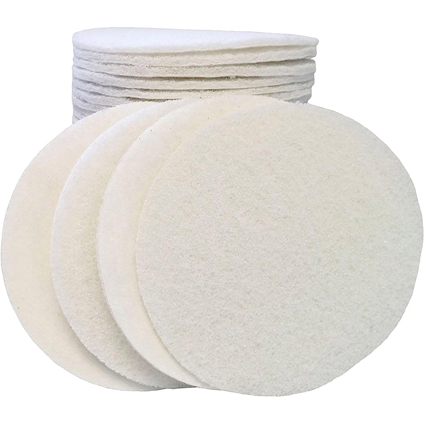 White Buffing and Polishing Pad with Hook and Loop Back | Apply Hard Wax Oils and Stain (20, 5 inch)