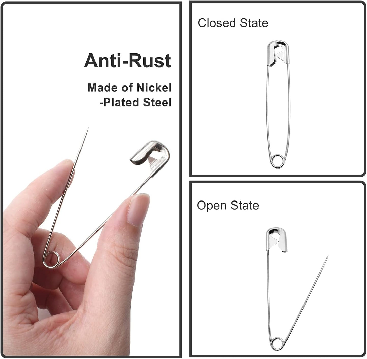 200 PCS 32mm / 1.3 Inch Heavy Duty Quilting Pins, Medium Safety Pins Bulk, Silver Metal Sewing Pins, Sharp Safety Pins for DIY Crafts Jewelry Making Baby Clothing (Nickel Plated)