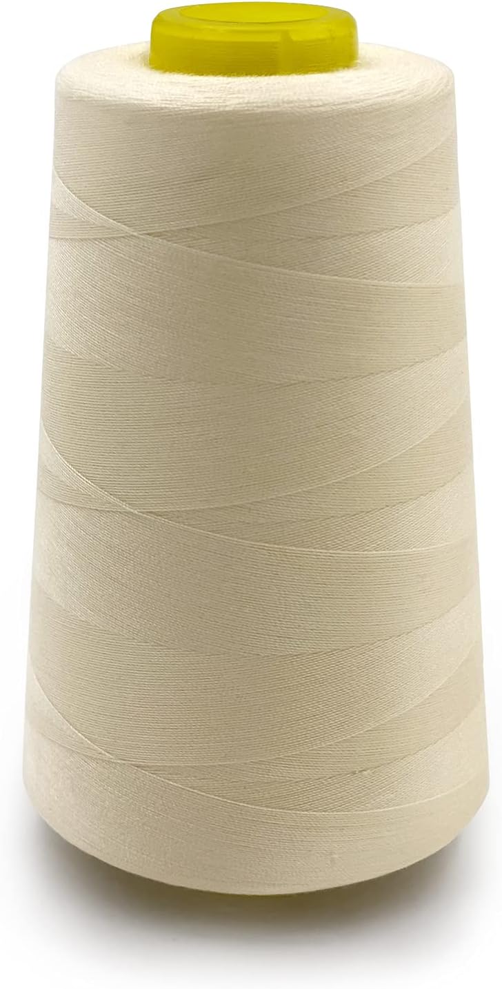Tortoise 4 Cones of 3000 Yards Each Spool Thread for All Purpose, Serger, Overlock, Quilting, Sewing Machine - 40S/2 Cream Yellow