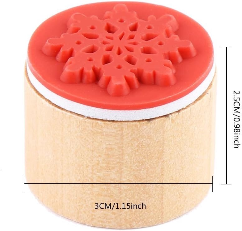 DECORA 6 Pieces Snowflake Floral Wooden Rubber Stamps for Card Making Scrapbooking and Crafts