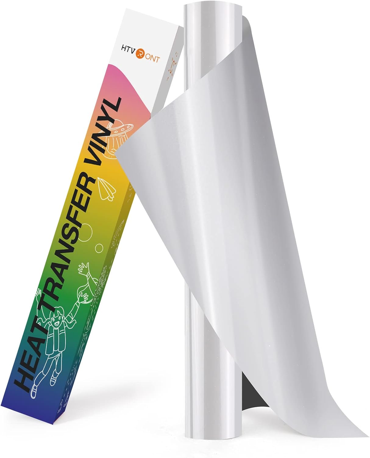 HTVRONT Reflective HTV Vinyl Roll - 12" x 8ft Reflective Heat Transfer Vinyl for T Shirts, Reflective Iron on Vinyl Compatible with Cricut Cutting Machine (Light Gray)