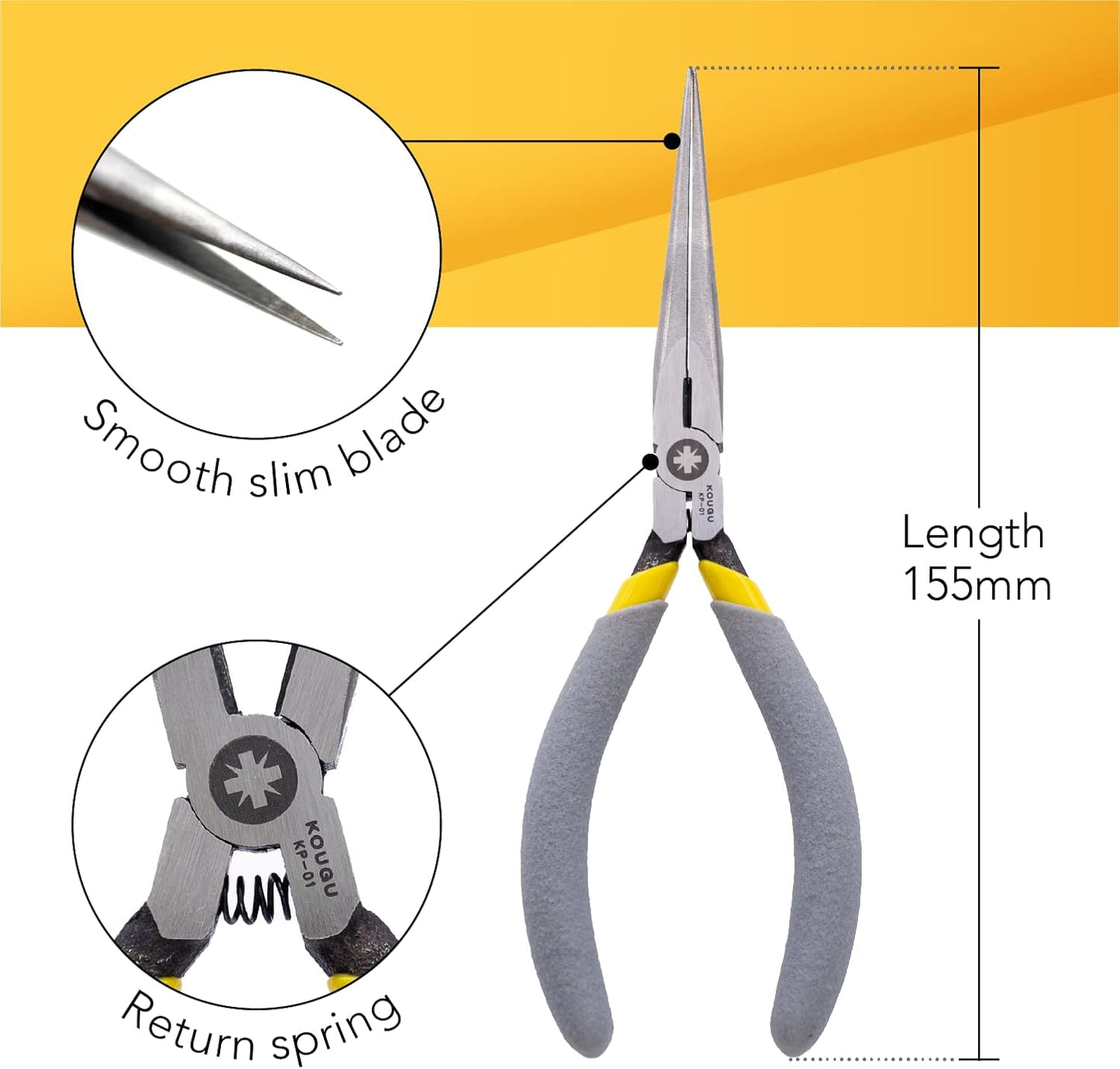 Super Precision Long Needle Nose Pliers - 6 Inch Steel Mini Long Nose Pliers With Non Serrated Edge & Non Slip Handles - Great For Jewelers, Fine Crafting, & Other High Precision Projects