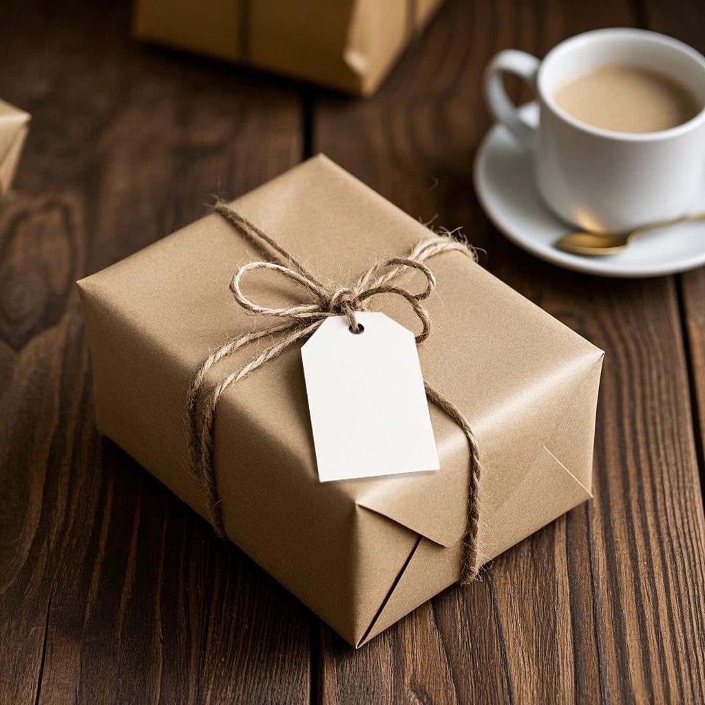 200 PCS Paper Gift Tags with Free 200 PCS Cotton Strings, Blank Hangtags for DIY Wedding Holiday Present(White)