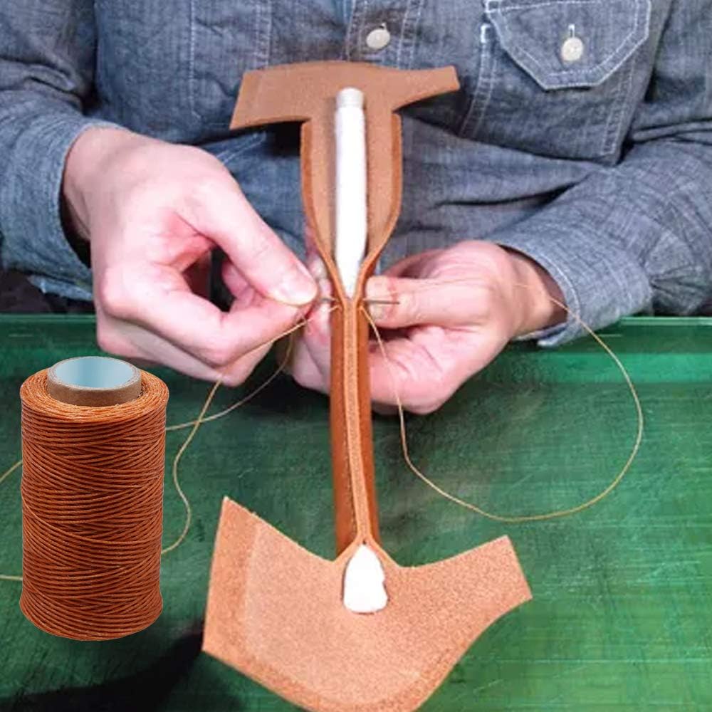 284 Yards Waxed Thread, 210D Heavy Duty Upholstery Wax Thread for Leather Sewing, 0.8mm Flat Waxed Cord for Bookbinding/Shoe Repairing/Leather Projects