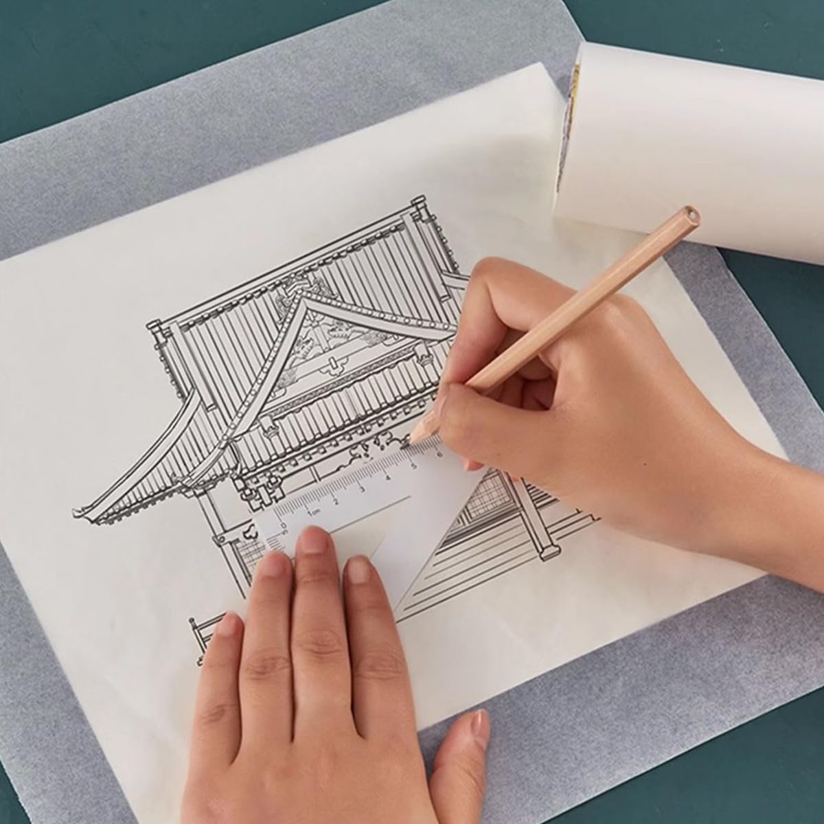 TIMESETL Tracing Paper Roll 14.7in x 55yd Trace Paper White Tracing Paper for Drawing Translucent Trace Paper Roll for Sewing Pattern Paper for Trace, Drawing, Sketch, Craft