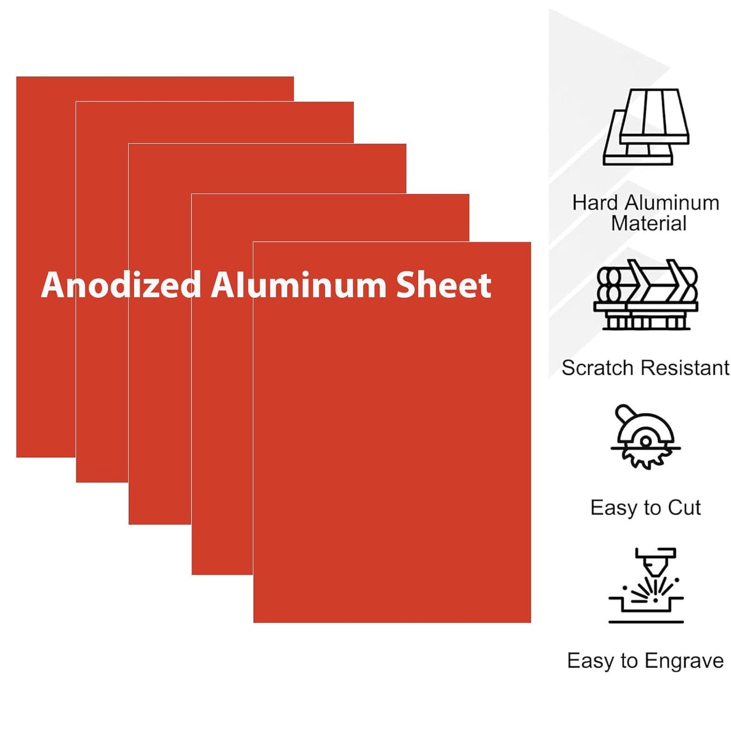 10Pcs Red Anodized Aluminum Sheet 5" x 7" x 1/32" (0.8mm) Corrosion-Resistant Metal Plates for Laser Engraving, DIY Crafting, Sign Making, Home Decor