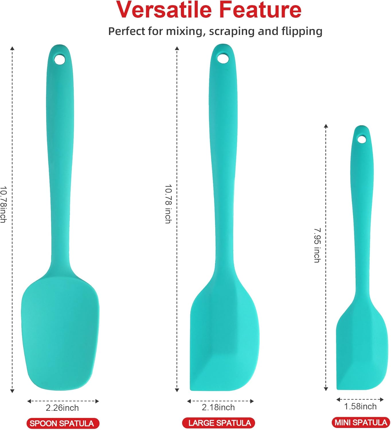 Silicone Spatula Set - Rubber Spatula - 600°F Heat Resistant Baking Spoon & Spatulas (Aqua 3)