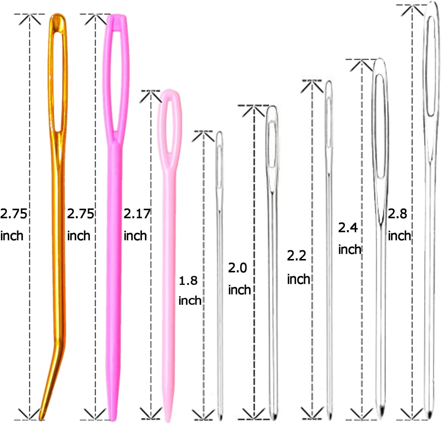 Hekisn 45Pcs Large Eye Blunt Yarn Needles kit, Assorted Sizes Bent Tapestry Darning Needle, Sewing Needles with Needle Threaders & Stitch Markers for Knitting Crochet (Green&Black)