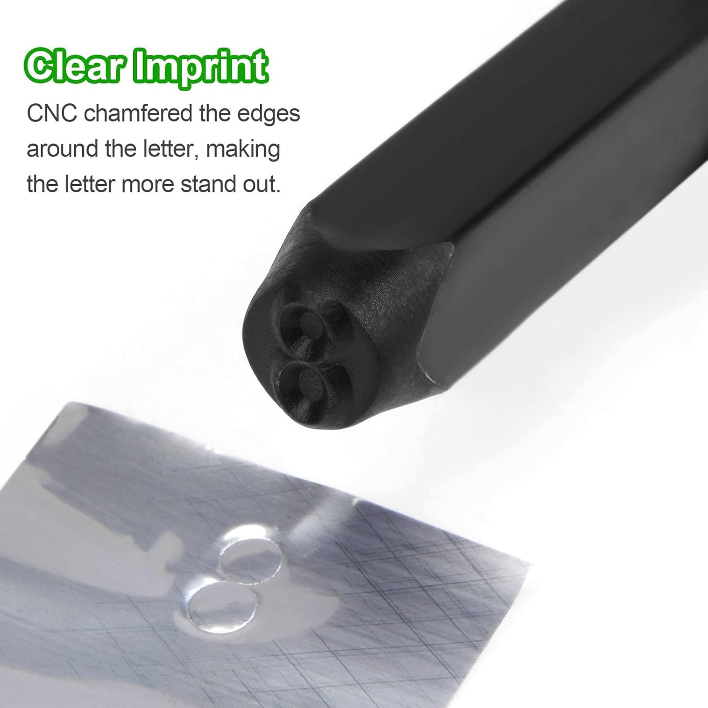 HARFINGTON 36pcs Metal Stamping Kit 1/2" (12.5mm) (A-Z, 0-8, "&" Symbol) Steel Letter Punch Press Tool with Hole Punch to Stamp on Metal, Plastic, Wood, Leather, Black