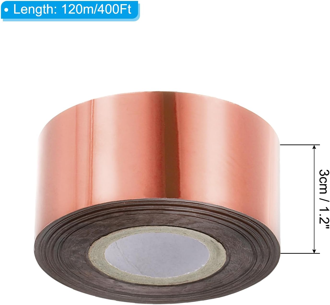 PATIKIL 1.2"x400Ft Hot Stamping Foil Paper,Heat Transfer Hot Stamping Paper Foil Roll for Leather DIY Logo Decor Craft Gift Card Package Scrapbook,Rose Gold