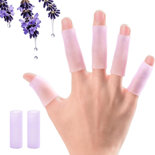 20 PCS Gel Finger Sleeve Protectors - Silicone Finger Sleeves with Lavender Extract - Finger Cots Bandages Provide Relief for Finger Cracking, Corns, Blisters and Calluses Protect (Purple)