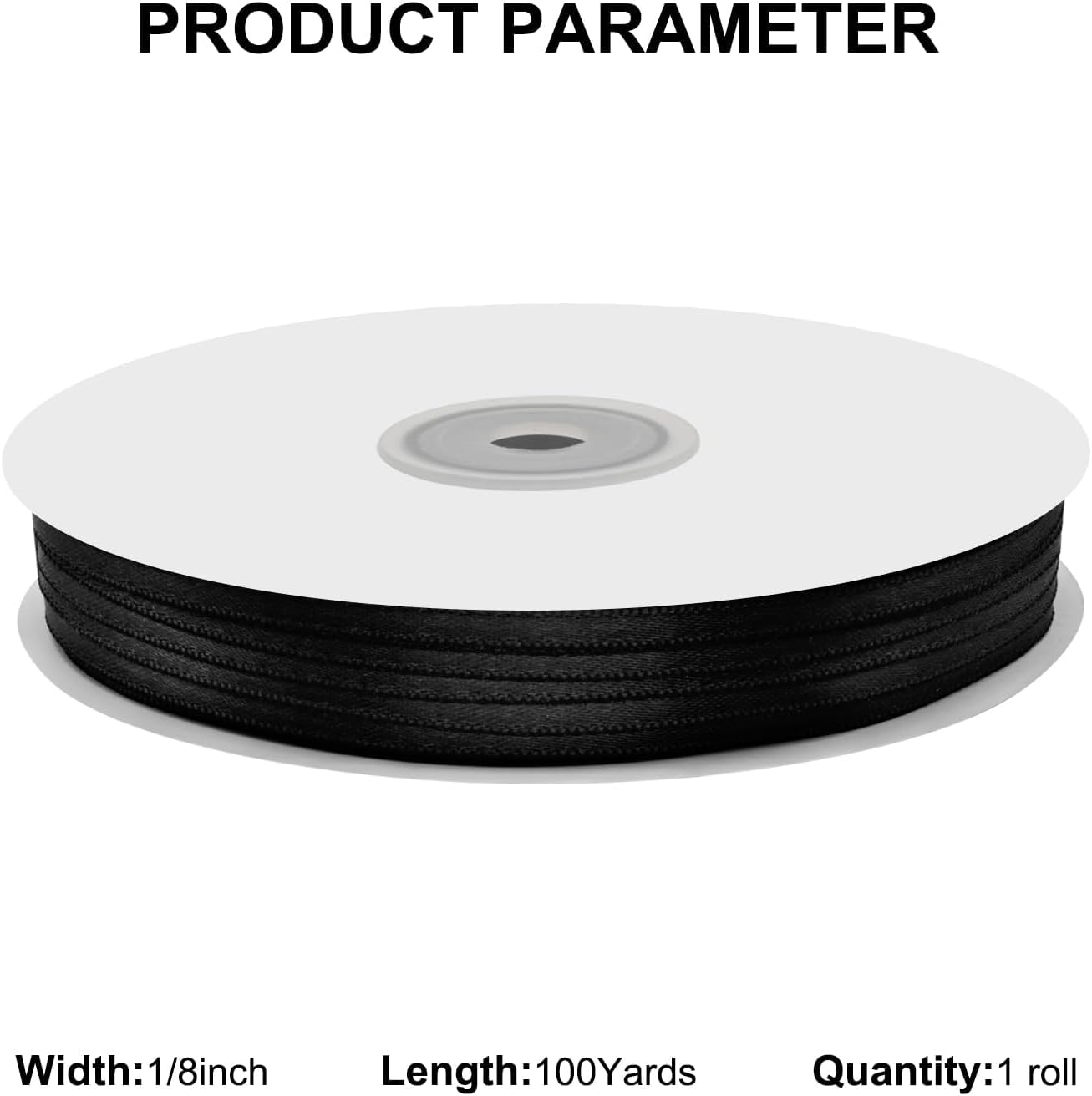 1/8" X 100 Yards Black Satin Thin Ribbon Solid Color Double Faced Ribbons Perfect for Crafts Wedding Decor Bow Making Arts Sewing and More