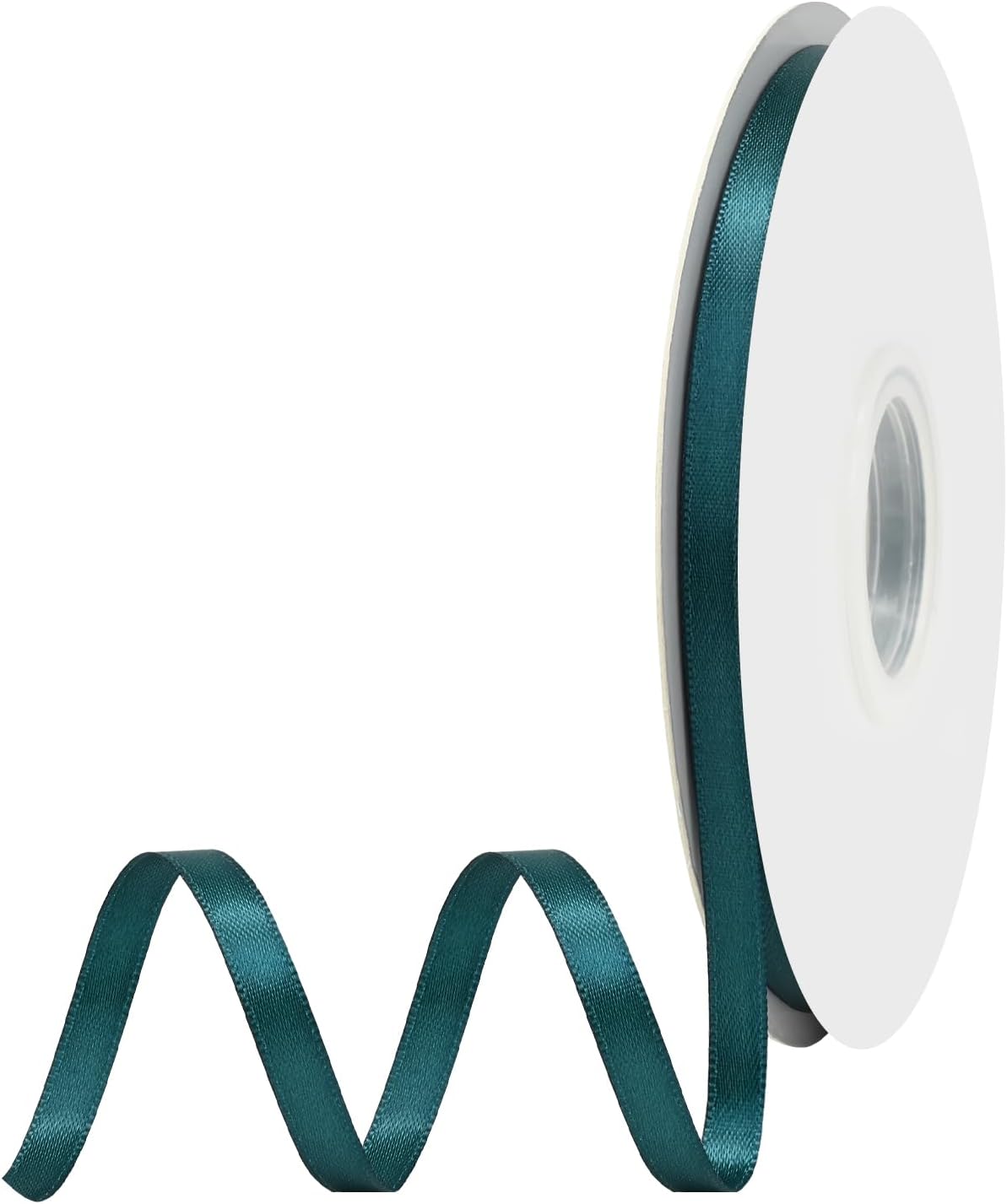 Teal Satin Ribbon 1/4" X 50 Yards Solid Color Double Faced Ribbons Perfect for Crafts Wedding Decor Bow Making Arts Sewing and More