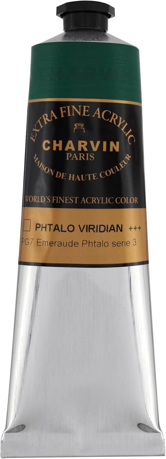 Charvin Extra Fine Professional Acrylic Paint - Phthalo Viridian, 60ml Tube, Triple-Milled, Lightfast Pigments, Open Stock Artist Acrylic Paints in Nature-Inspired Hues