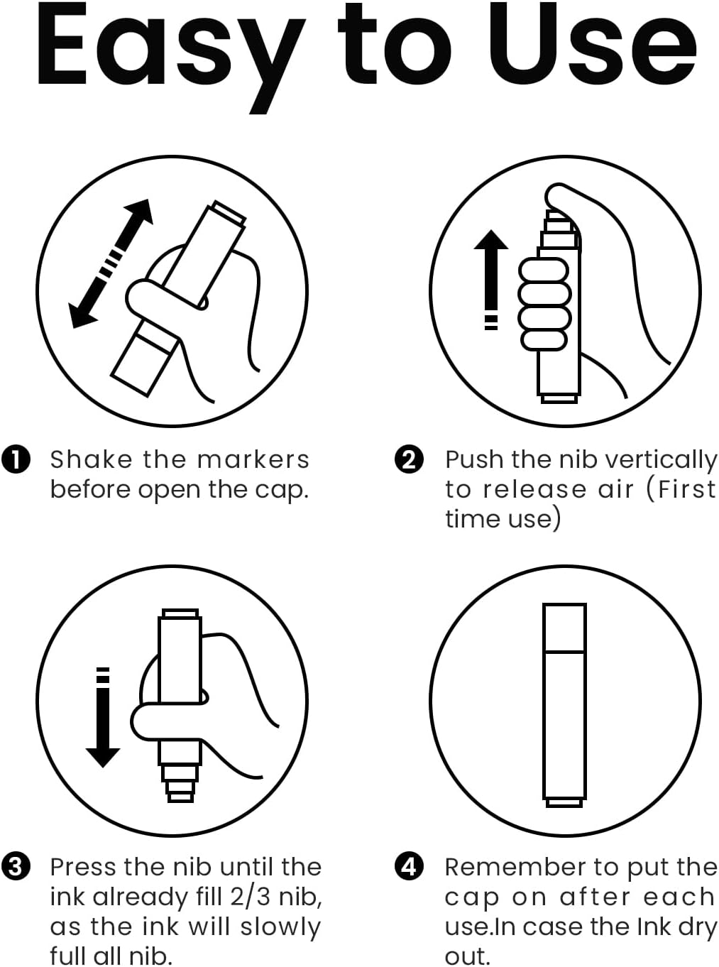 White Poster Markers Jumbo Paint Pen: 5 pcs 15mm Wide Tip Thick Acrylic Paint Pen Large Graffiti Markers for Rock Painting, Stone, Sign, Canvas, Glass, Wood, Ceramic