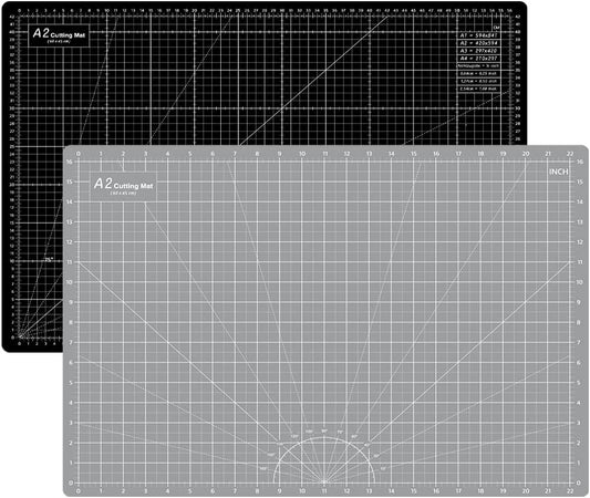 HEADLEY TOOLS 18" x 24" Thickened Self Healing Cutting Mat, A2 Rotary Cutting Sewing Mat for Crafts, Double Sided 5-Ply Table Cutting Board for Fabric Quilting Leather Arts Hobby Project, Grey/Black