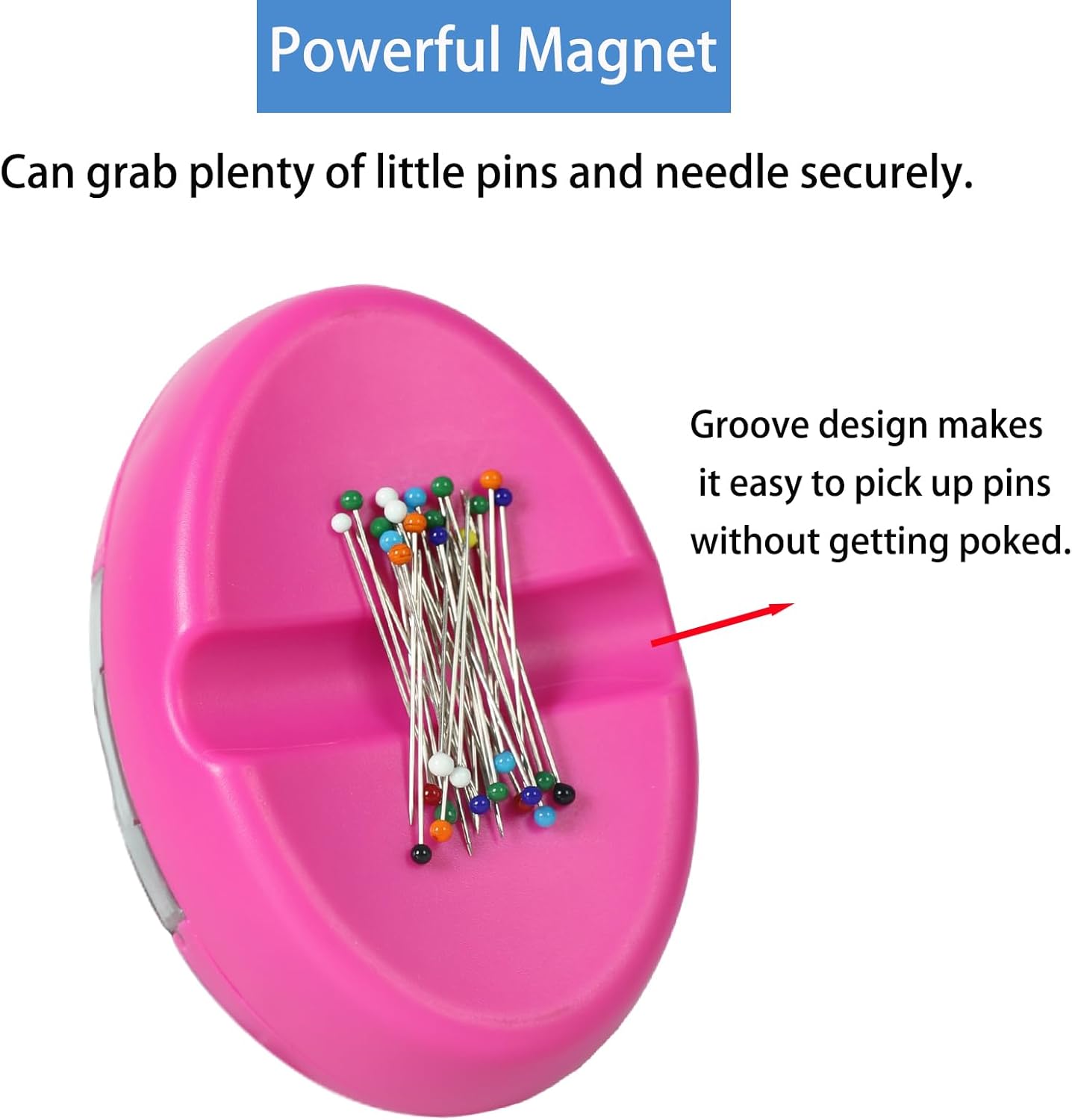 Hilltian 2 Pieces Magnetic Pin Cushion, Magnetic Pin Holder with Pin Cushion Wristband for Sewing, Pink