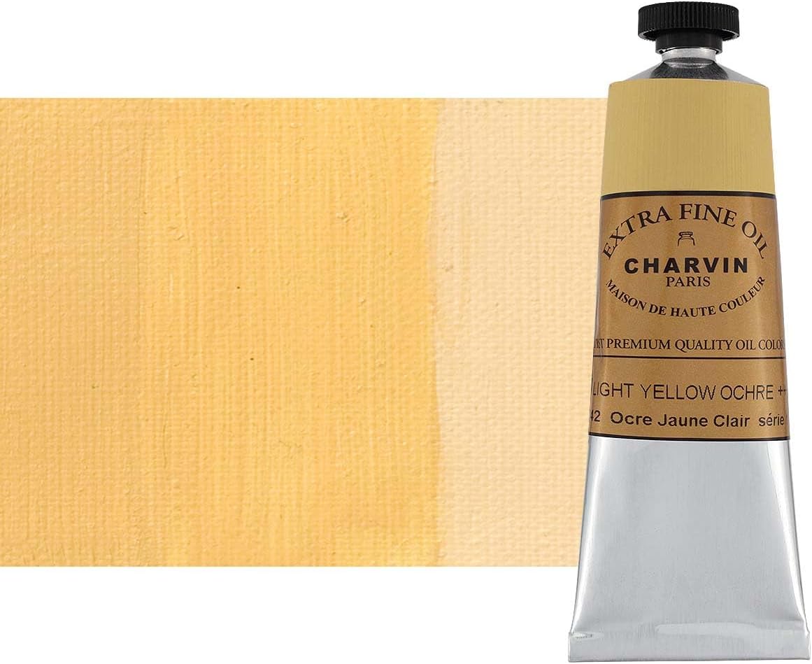 Charvin Extra Fine Oil Paint, Yellow Ochre Light 60 mL - Triple-Milled, Rich Texture, Poppy Oil-Based, Light-Fast, Handmade, Archival Quality