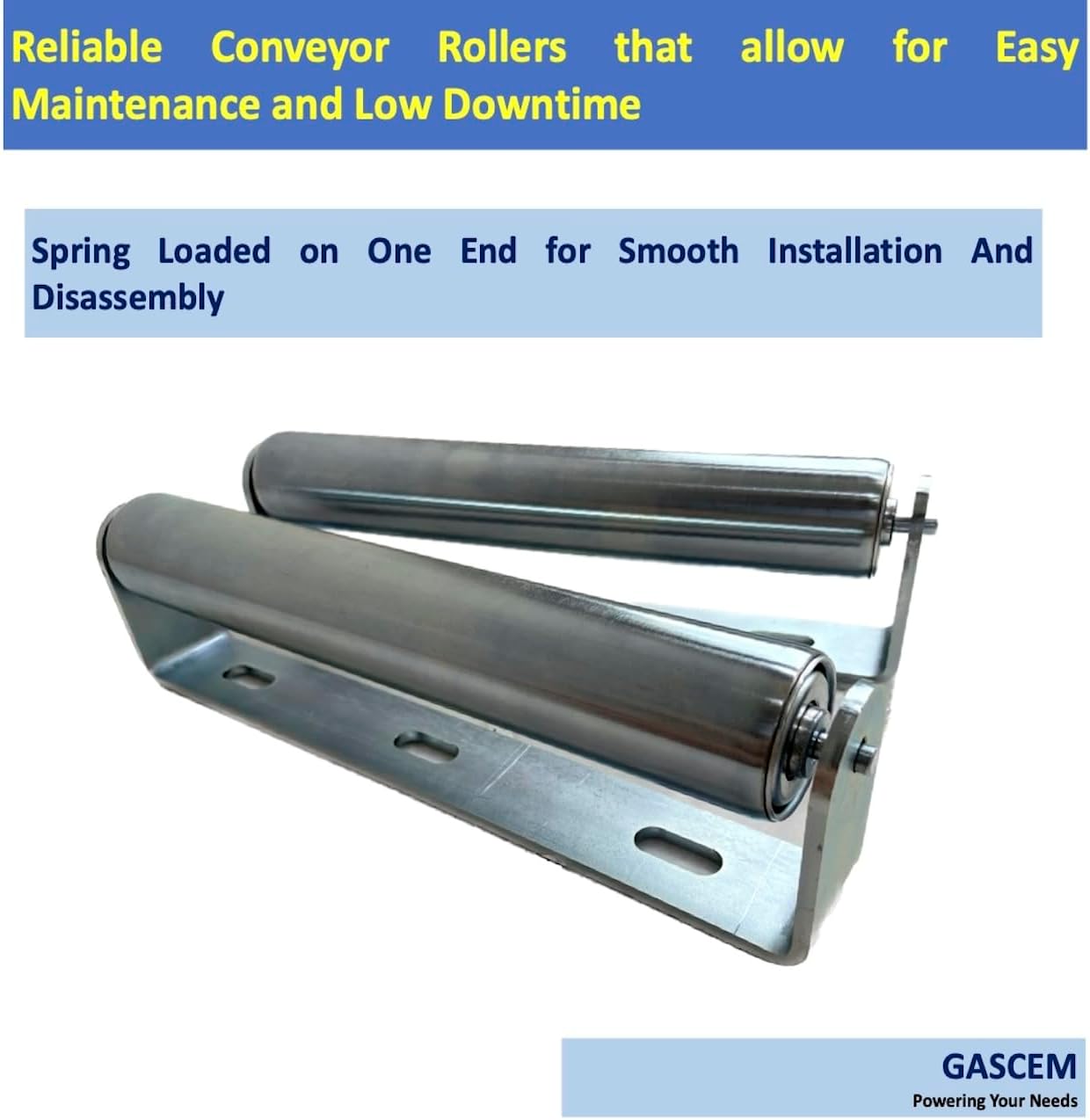 Pack of 2 10"BF Long Roller and Bracket l 1.5"Ø Galvanized Steel Conveyor Roller I Set of Roller and Bracket Versatile as Support Rollers for Woodworking, Roller Stand or Bike Rollers Conveyor Rollers