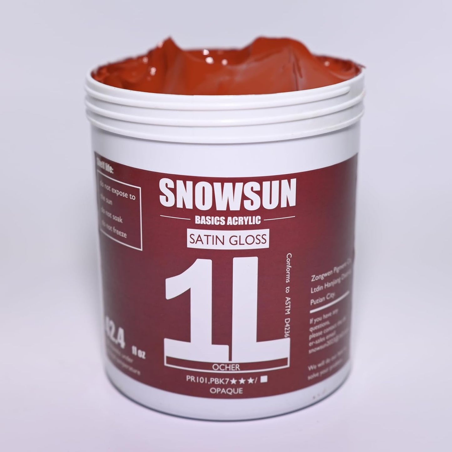 SNOWSUN Ochre Acrylic Paints, Large Bulk Heavy Body Acrylic Paint (42.4 oz, 1L) - Non Toxic Gloss Thick Art Paint for Multi-Surface, Canvas Wood Ceramic and Leather, Stone Craft, for Artists & Beginners
