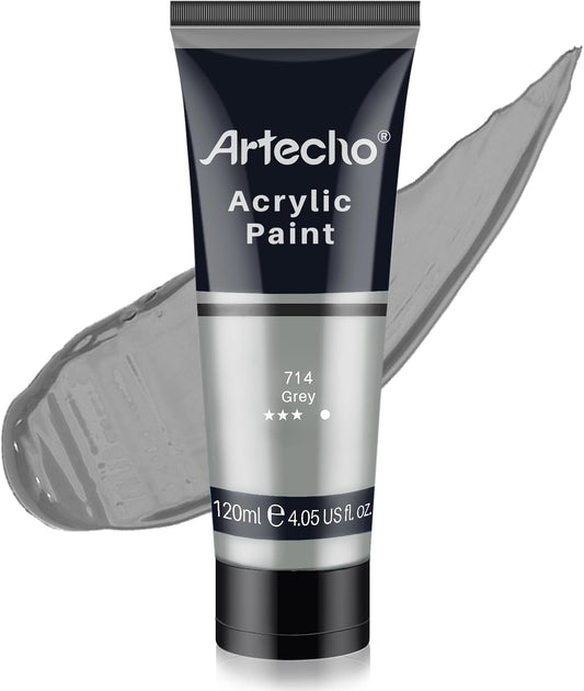 Artecho Grey Acrylic Paint, Grey Paint (120ml / 4.05oz) Tubes, Art Craft Paints for Canvas, Rock, Stone, Wood, Fabric, Art Supplies
