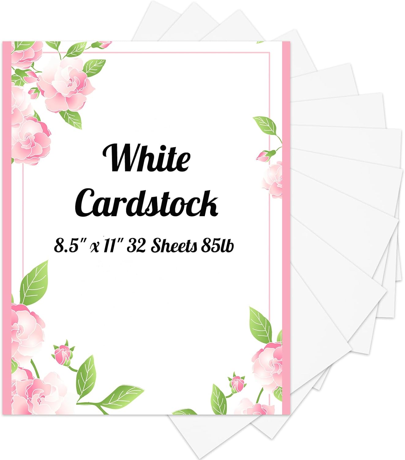 White Cardstock 8.5" x 11", 32 Sheets (85lb/230gsm) Heavy Weight Thick Loose Drawing Paper Cover Card Stock for Printer, Invitations, Drawing, Scrapbooking, Art School Supplies, DIY Cards