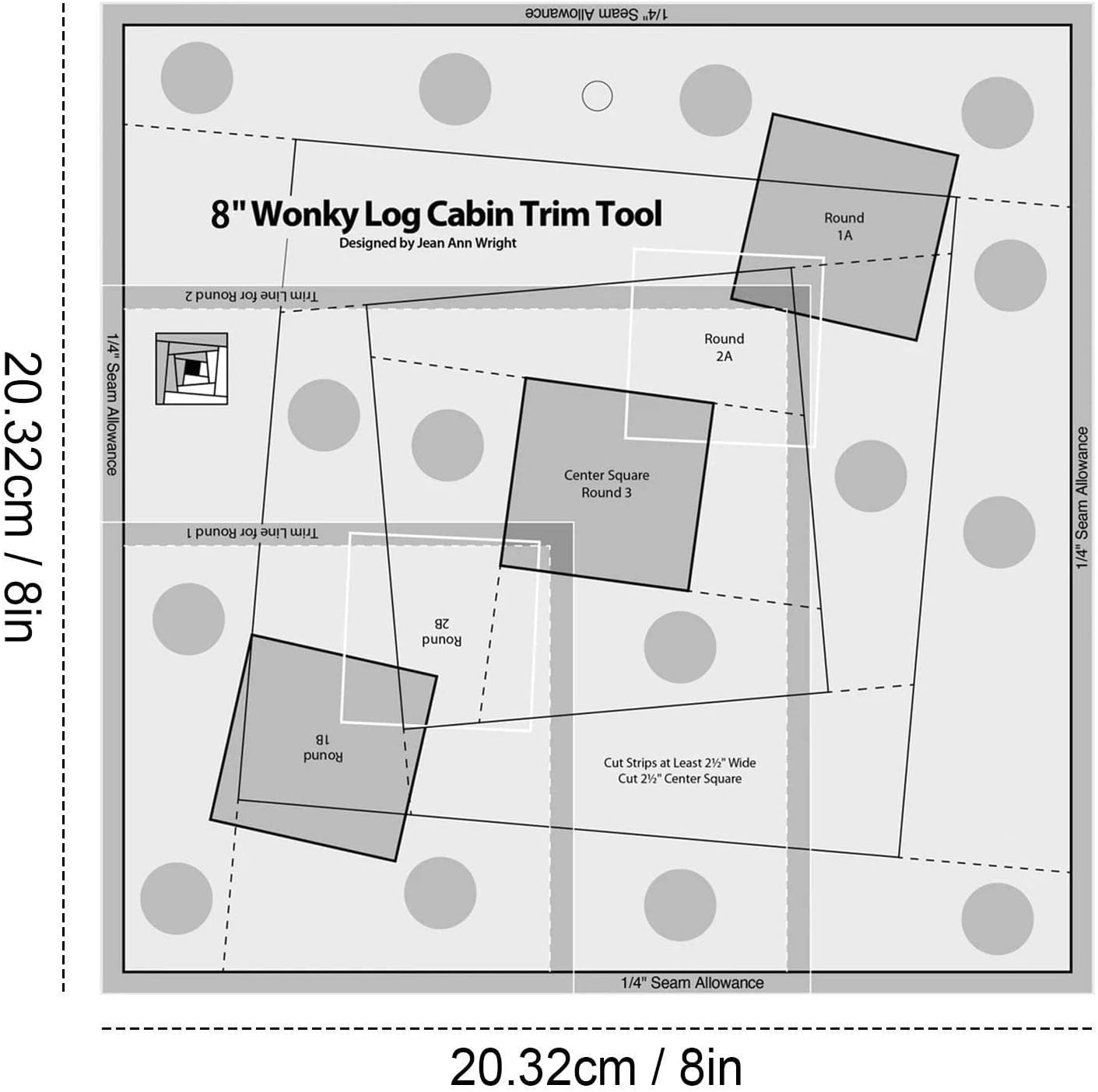Quilting Ruler, Multi-Purpose Sewing Templates, Motion Sewing Templates, Quilt Templates Acrylic Log Cabin Trim Tool for Cutting Patterns, Sewing Accessories