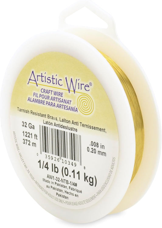 Artistic Wire, 32 Gauge Tarnish Resistant Brass Craft Wire, 767 ft