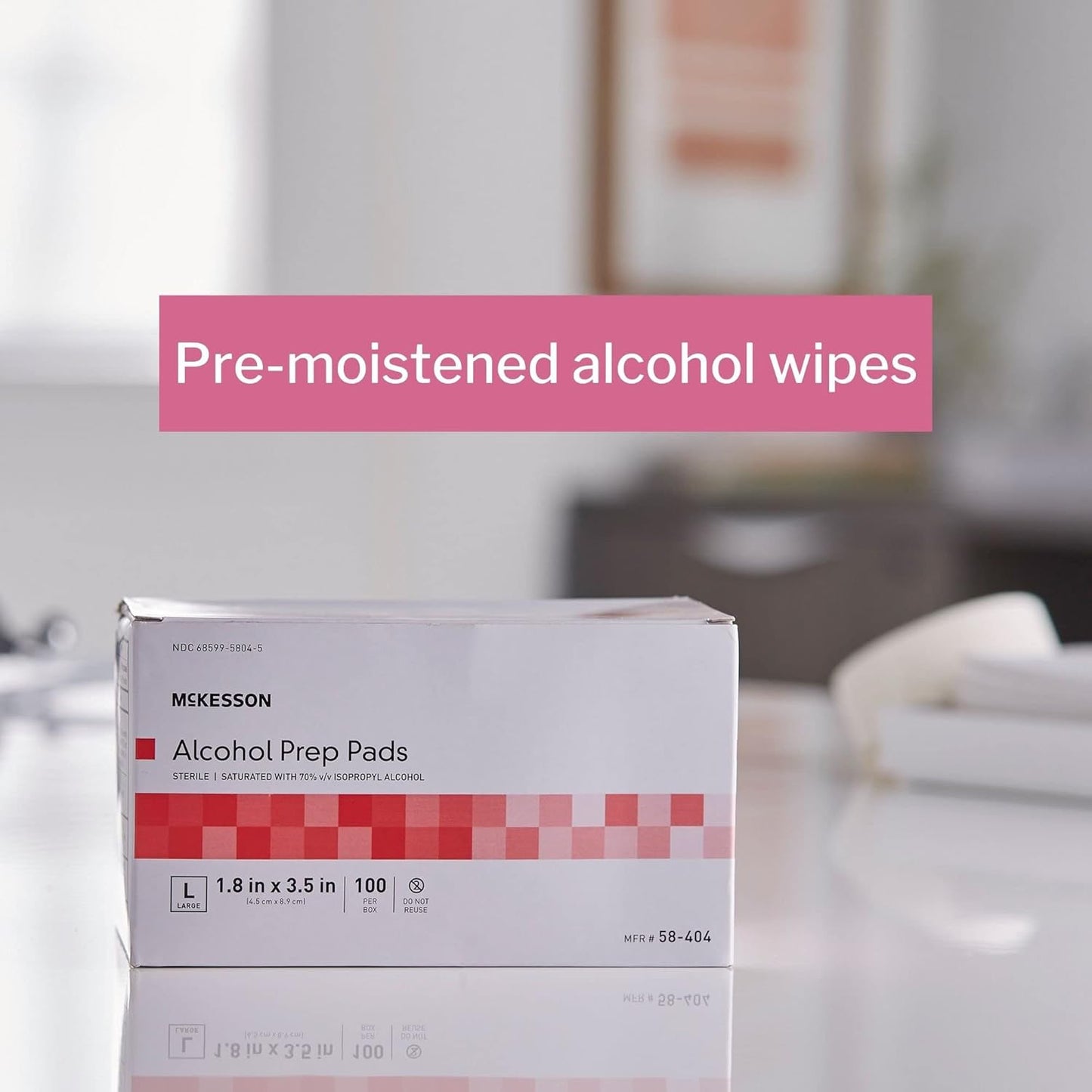 McKesson Alcohol Prep Pads [Pack of 100] 70% Isopropyl, Individually Wrapped Wipes, Sterile, Medical-Grade, First Aid, Large