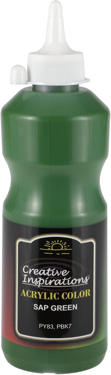 Creative Inspirations Acrylic Paint - Sap Green - 500 mL Bottle - Smooth & Creamy Consistency, Vibrant Pigmentation, Great Coverage for Artists - Clean Up with Soap & Water