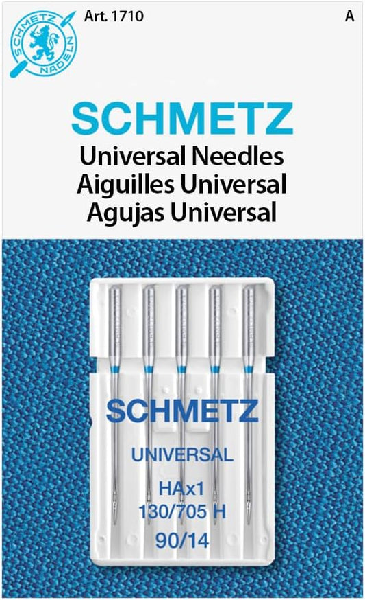 SCHMETZ Universal Sewing Machine Needles - Size 90/14, 5-Needle Cards, Pack of 1