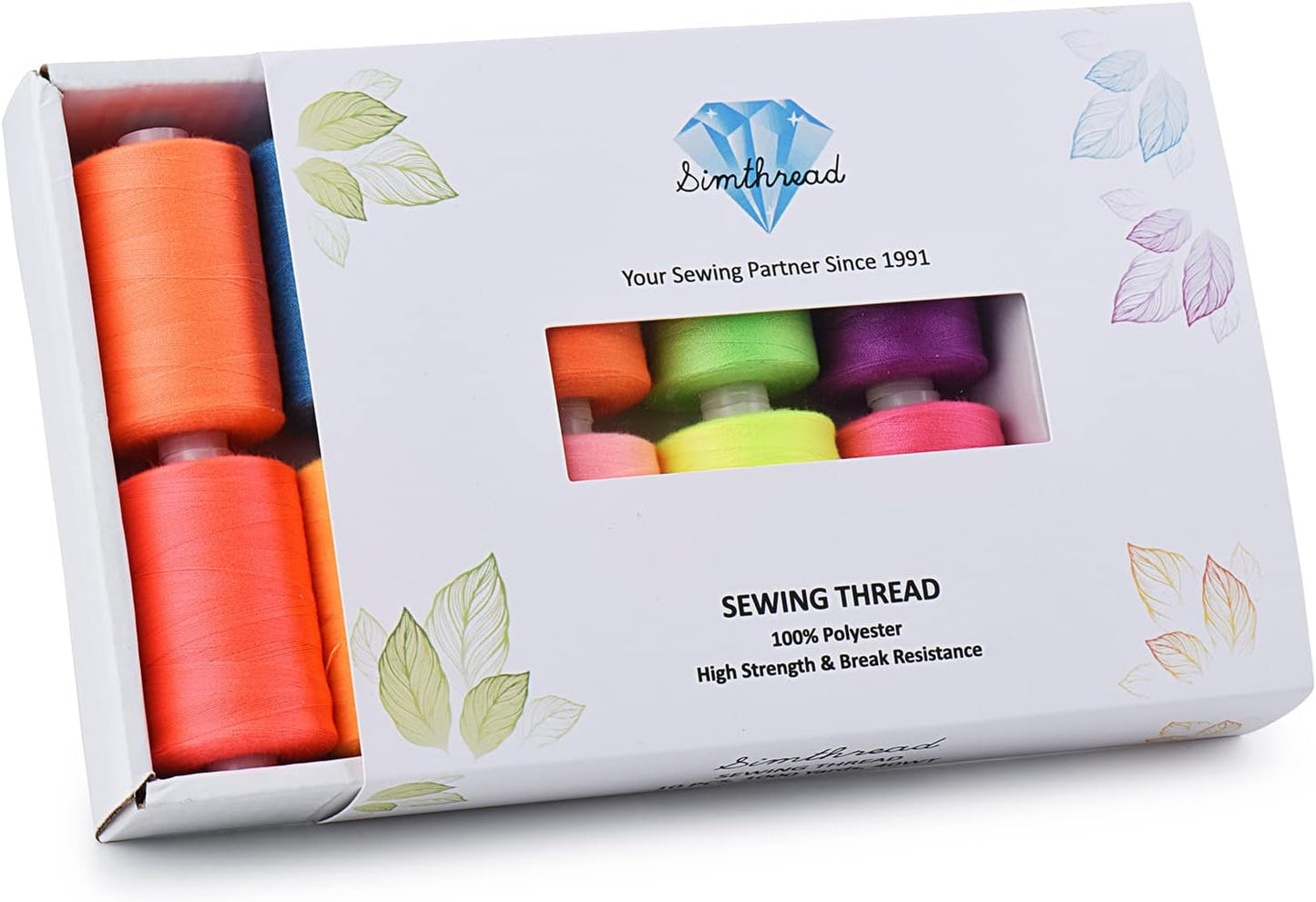 Simthread All Purpose Sewing Thread, 10 Spool Assorted Rainbow Series 1000 Yards Each Bobbin Polyester Thread for Sewing, Handy Polyester Sewing Threads for Sewing Machine - (Rainbow Color Series)