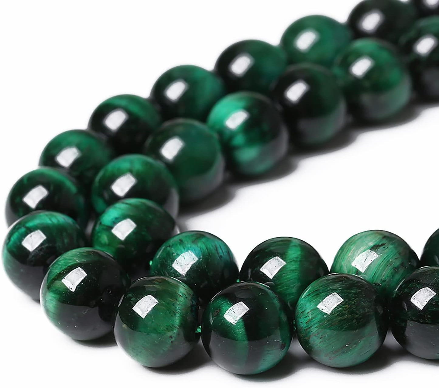 38PCS 10mm Top AAA Green Tiger Eye Beads Natural Stone Round Loose Beads for Jewelry Making DIY Bracelet,Necklace, Earrings 15" Inch