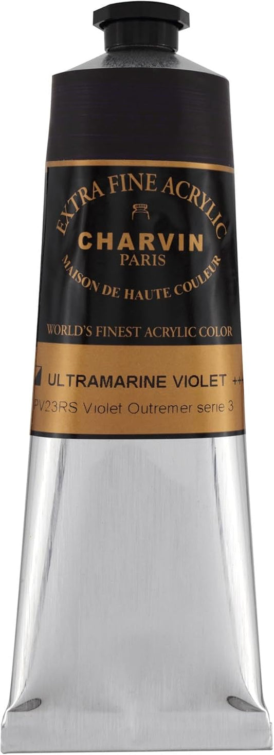 Charvin Extra Fine Professional Acrylic Paint - Ultramarine Violet, 150ml Tube, Triple-Milled, Lightfast Pigments, Open Stock Artist Acrylic Paints in Nature-Inspired Hues