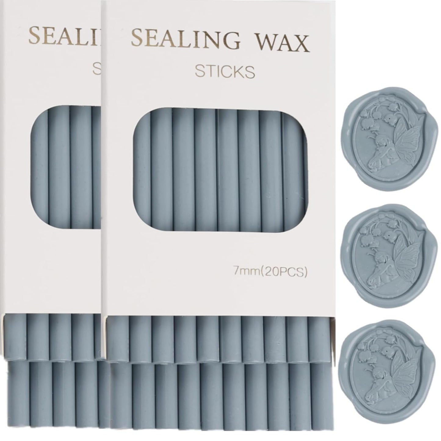 Dust Blue Wax Seal Sticks, ONWINPOR 20pcs Glue Gun Wax Sealing Sticks for Wax Seal Stamp, Wedding Invitations, Envelope Letter Sealing (20, Dusty Blue)