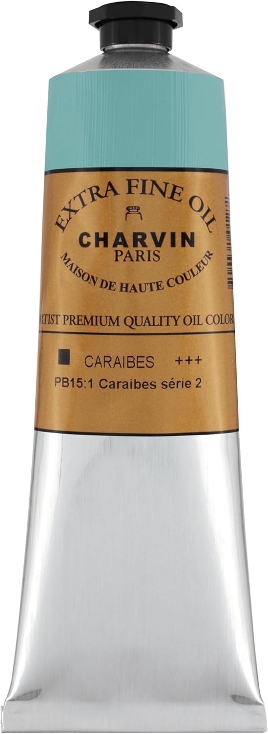 Charvin Extra Fine Oil Paint, Caribbean Blue 150 ml - Triple-Milled, Rich Texture, Poppy Oil-Based, Light-Fast, Handmade, Archival Quality
