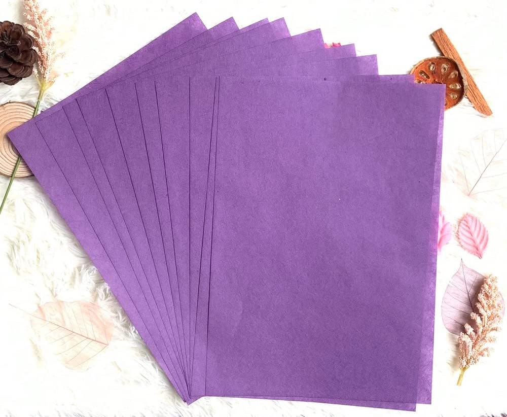 50 Sheets A4 Natural Fiber Mulberry Tree Mulberry Paper Sheets Art Tissue Washi Paper Design Craft Art Origami Suppliers Card Making DIY Crafts (Purple Tone, A4)