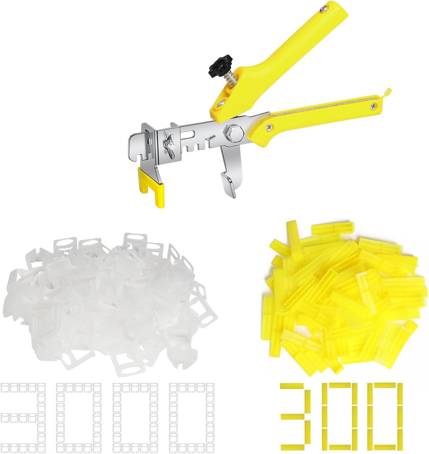 Storystore Tile Leveling System with Tile Pliers - 3000 Piece Tile Spacers Clips and 300 Piece Reusable Wedges, 1/8 Inch Tile Installation Tools Kit