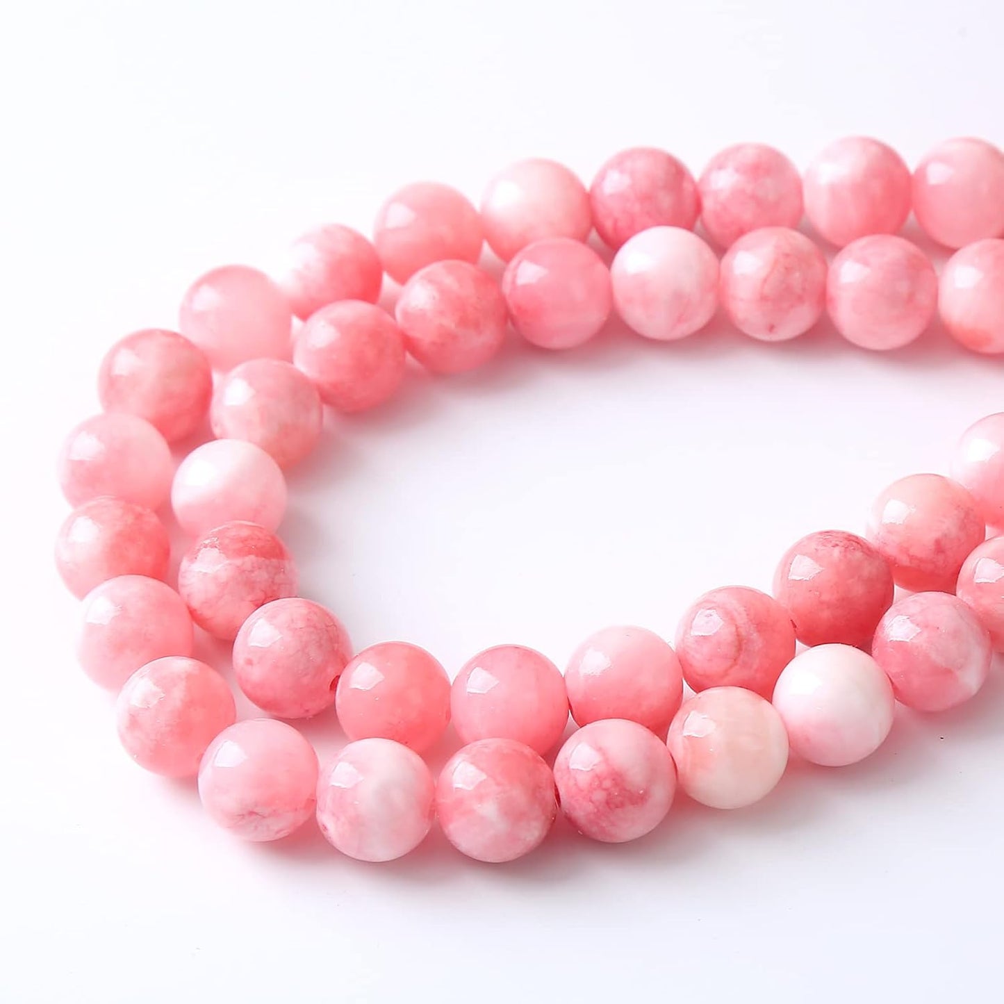 60pcs 6mm Natural Pink White Persian Jade Gemstone Beads Round Loose Spacer Beads for Jewelry Making DIY Bracelets Necklaces 15" (Pink Persian Jade, 6mm)