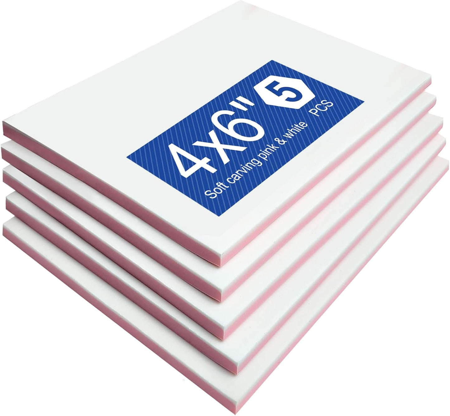 Falling in Art 5 Pack Rubber Carving Block, 4" x 6" Easy Cut Lino Blocks, Soft Linoleum Block for Printmaking, Stamps, Crafts