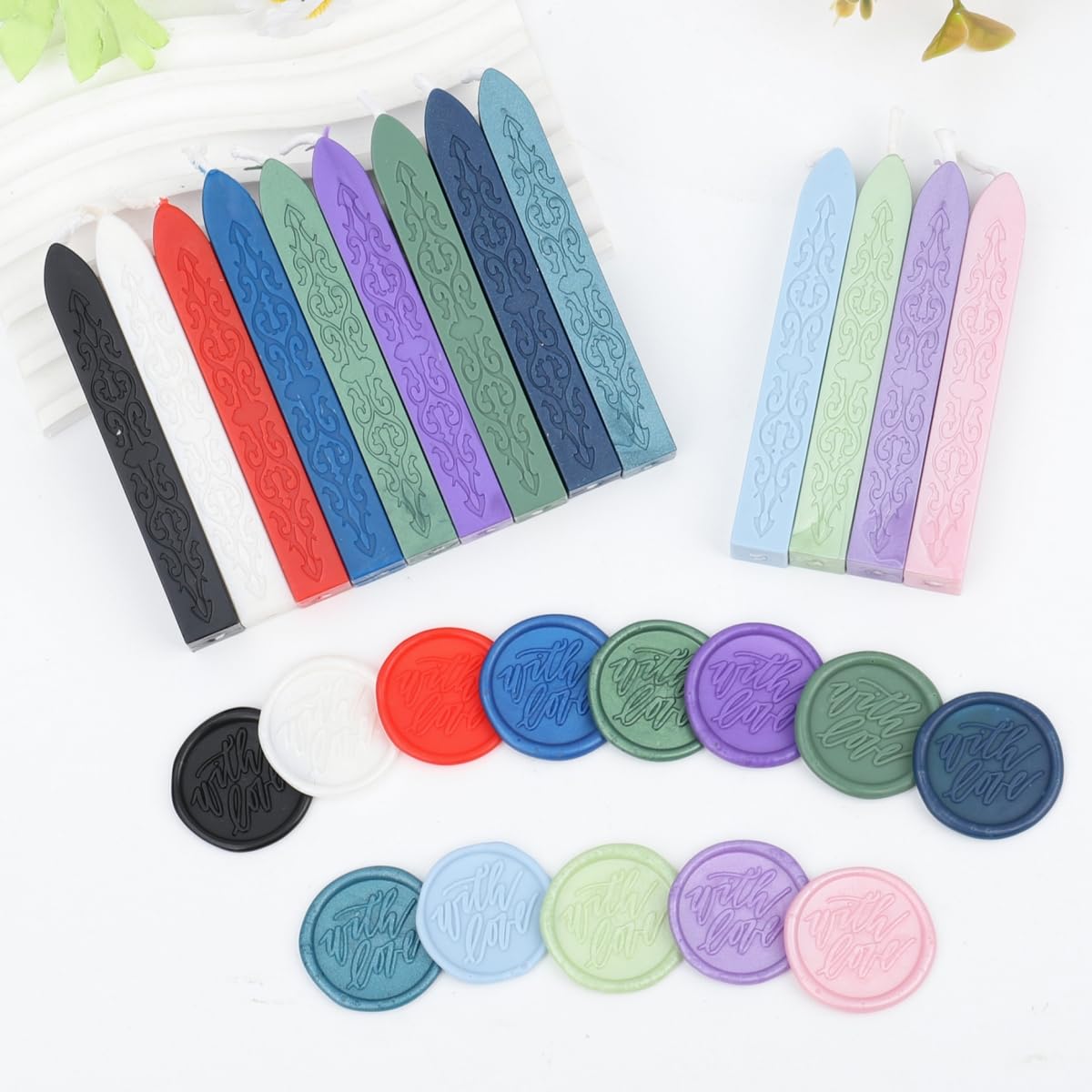 26Pcs Wax Seal Sticks with Wicks, Assorted Colors Wax Sealing Sticks Great for Letter Seals Waxing Stamp Wedding Invitations, Packaging Decoration (26)