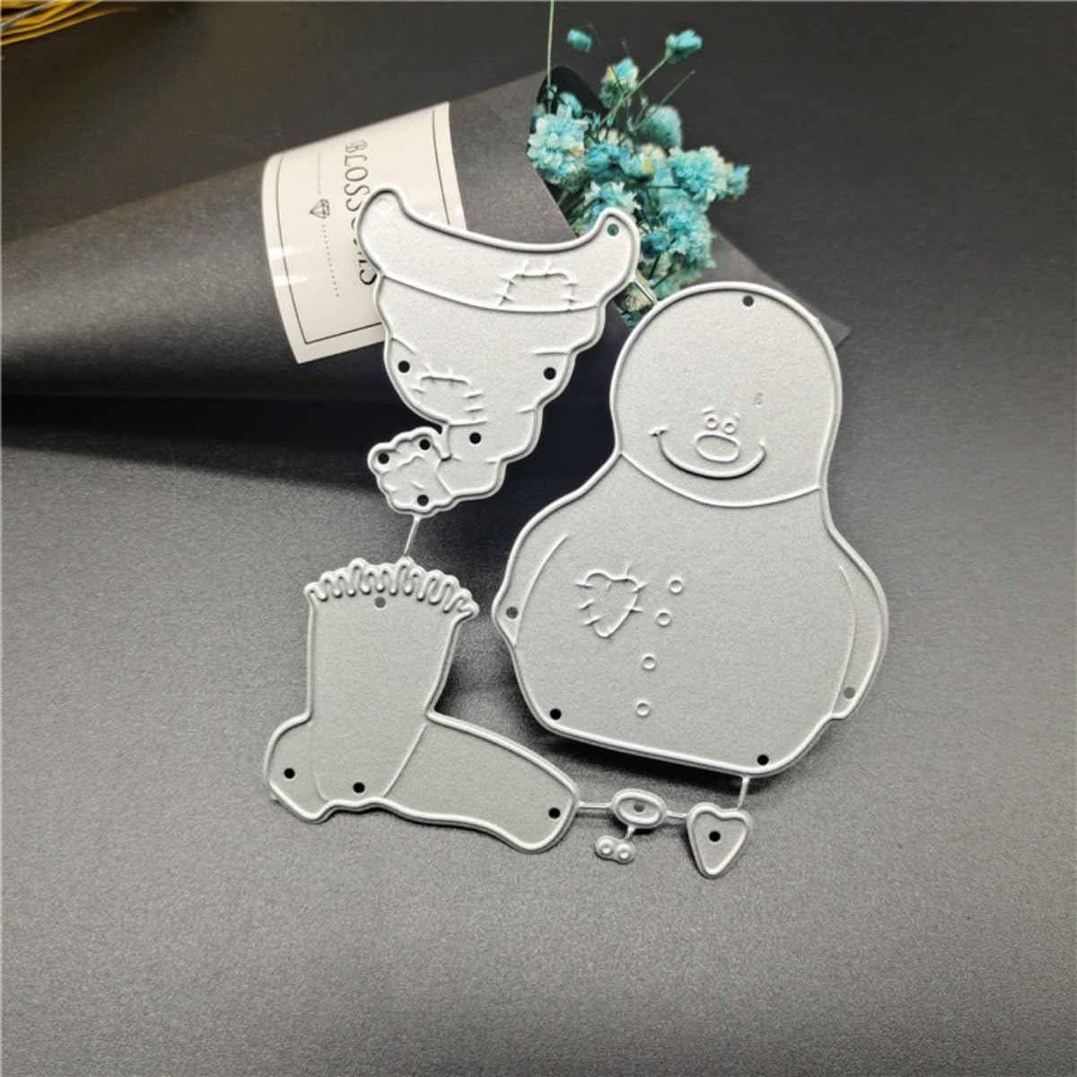 Mvchifay Cutting Dies Happy Birthday Metal Stencils Scrapbooking Tool DIY Emboss Paper Card Making (6 Pcs Snowman-9.4x6.2cm)