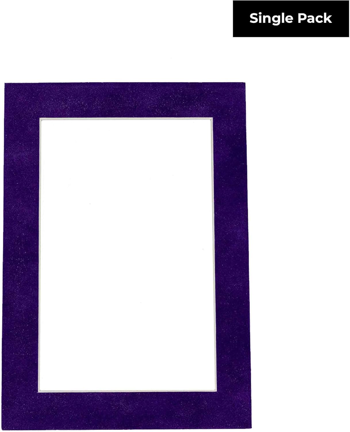 8.5x11 Mat Bevel Cut for 7x9 Photos - Acid Free Purple Crocus Suede Precut Matboard With Backing Board and Crystal Clear, Self Seal Photo Mat Bag - For Pictures, Photos, Framing - 4-ply Thickness