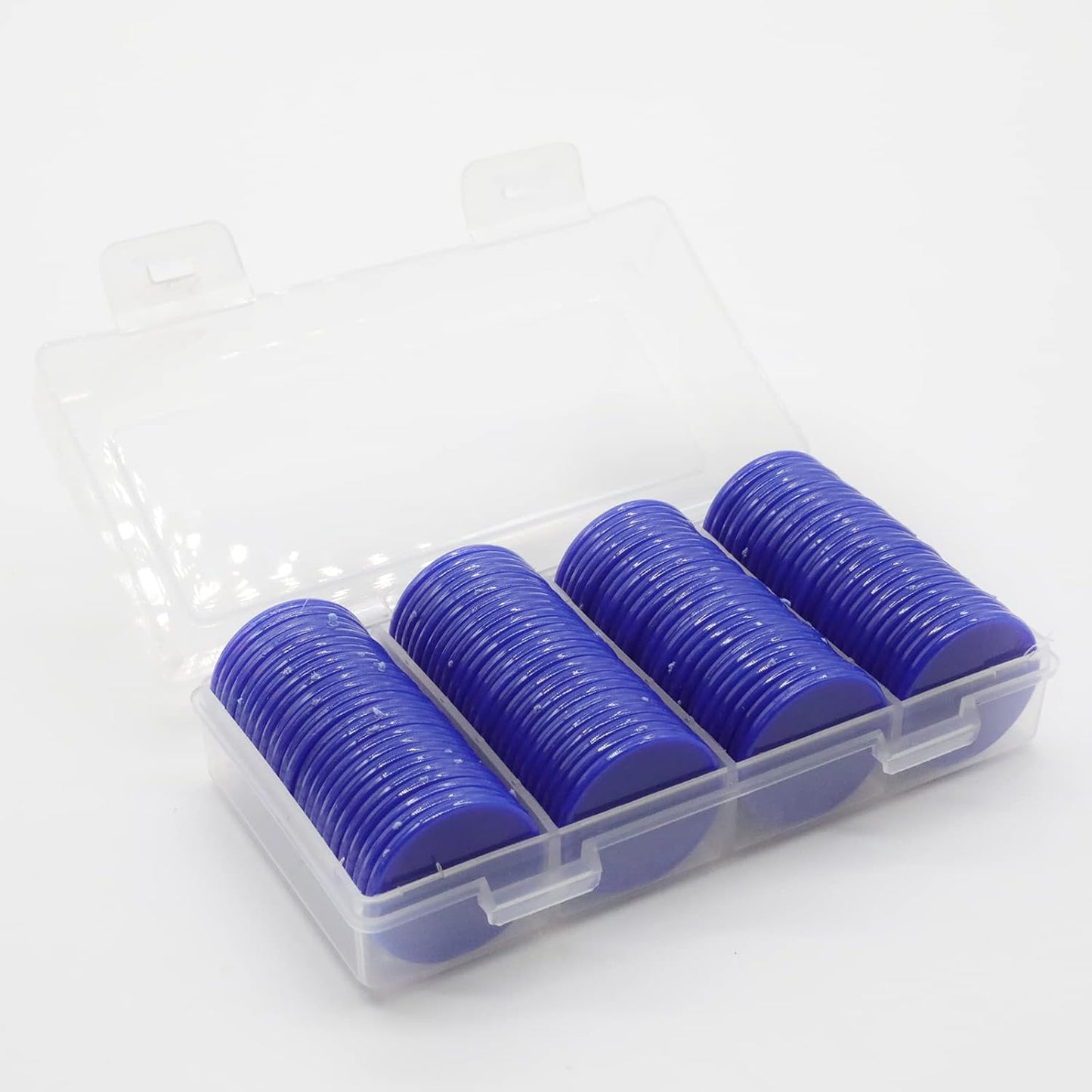 Set of 100 Opaque Plastic Learning Counters Mini Poker Chips Game Tokens with Storage Box (Blue, 1 Inch)