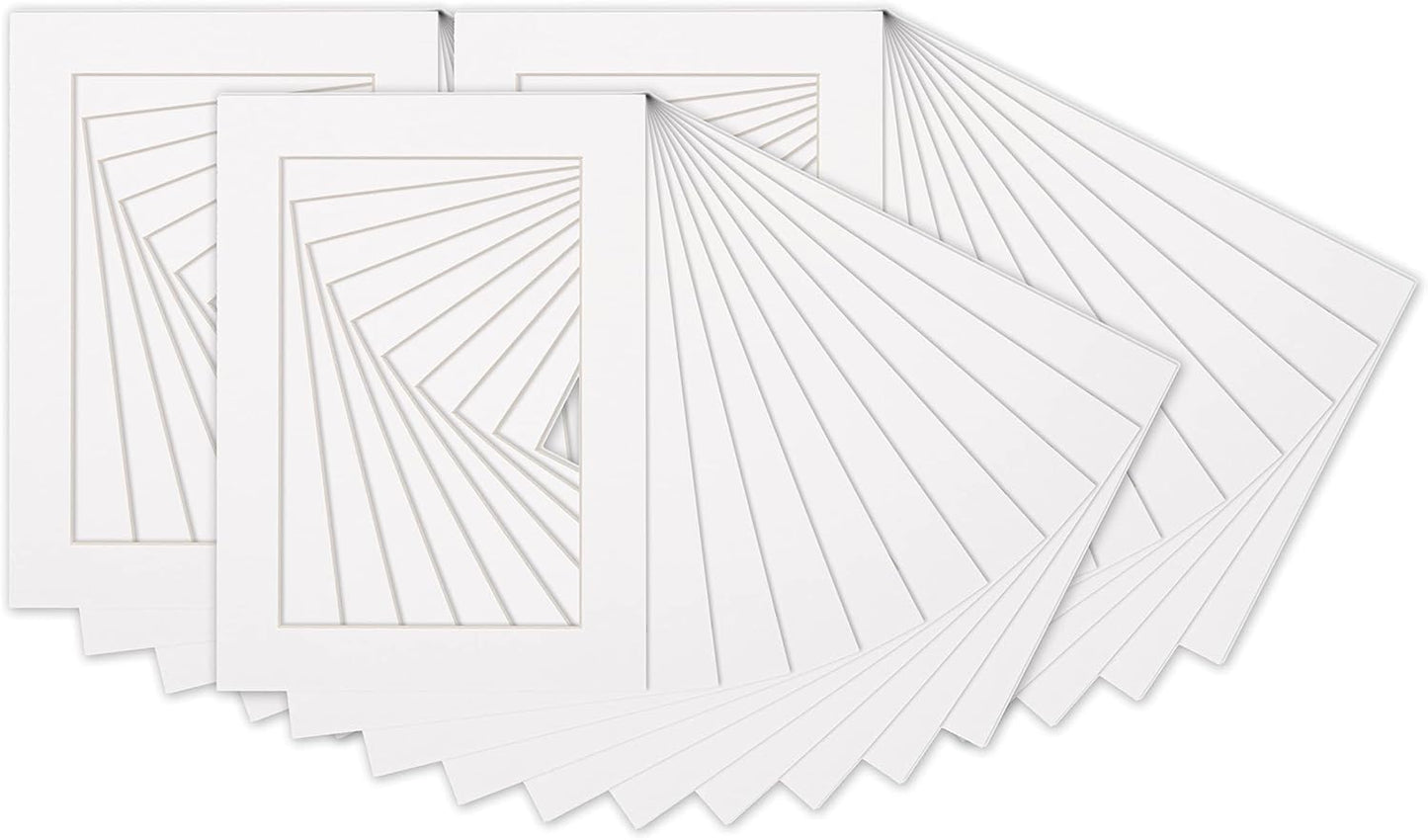 5x7 Mat for 8.5x11 Frame - Precut Mat Board Acid-Free White 5x7 Photo Matte Made to Fit a 8.5x11 Picture Frame, Premium Matboard for Family Photos, Show Kits, Art, Picture Framing, Pack of 25 Mats